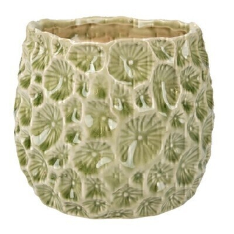 This large sage green patterned ceramic pot cover is made by the London based designer Gisela Graham who designs really beautiful gifts for your home and garden. It is suitable for an artifical or real plant and comes available in small and large sizes. Great to show off your plants and would look great on its own or as part of the set. Would make an ideal gift for a gardener or someone who likes plants. This is the large version. Other colours also available.